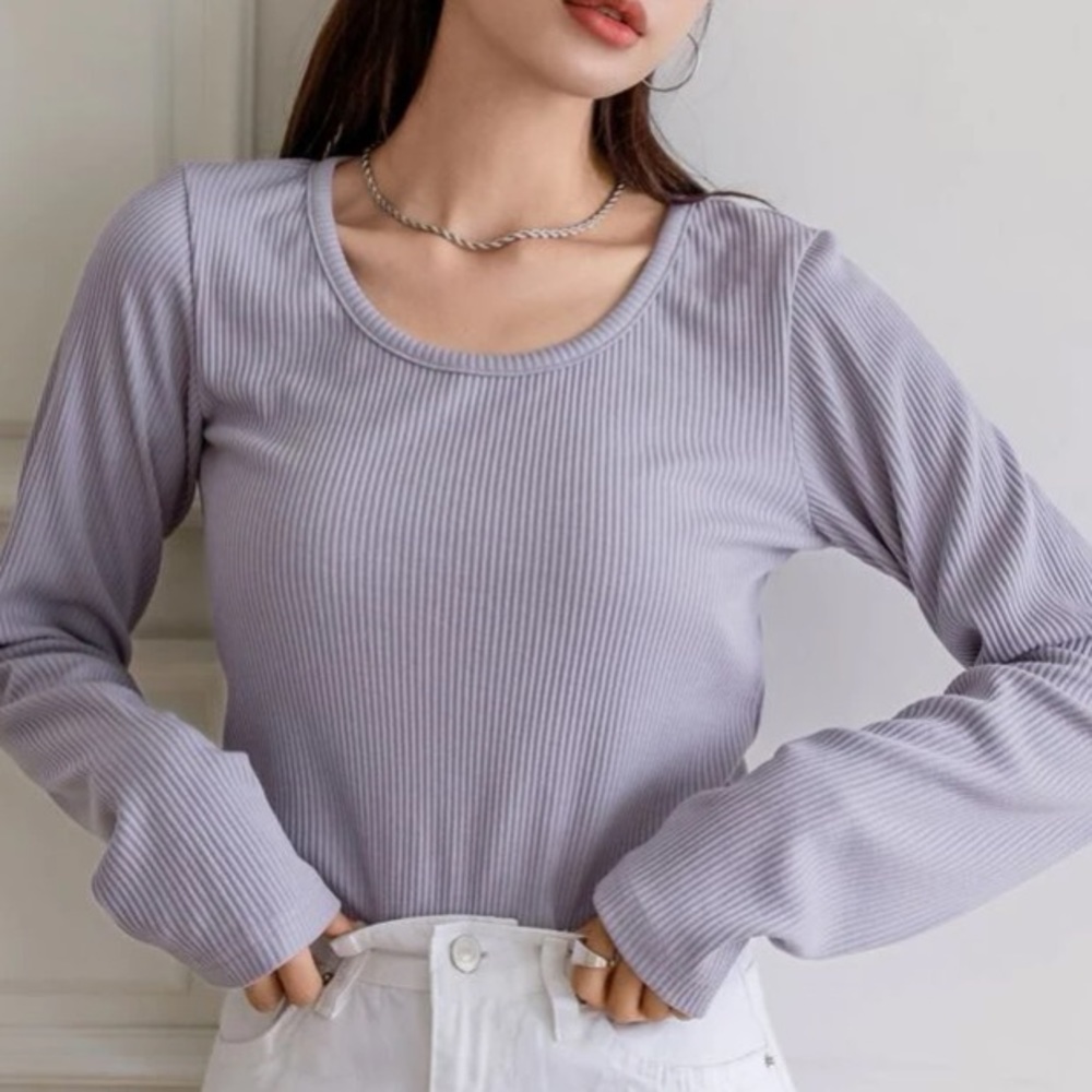 Solid Rib-Knit Tee - Picture 7 of 10